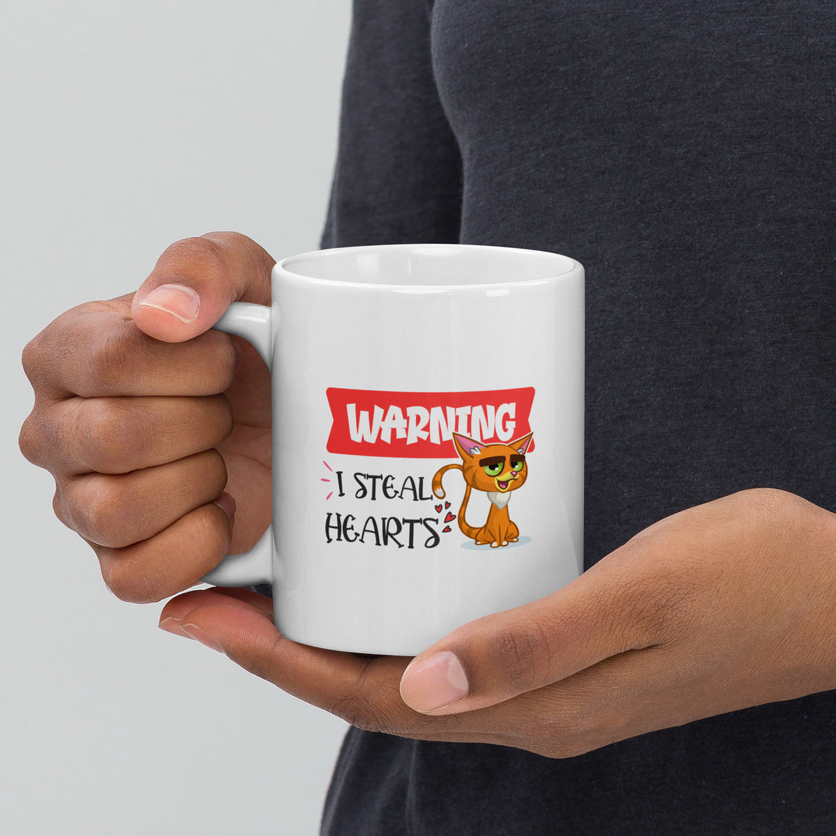 Warning I Only Steal Hearts White Glossy Mug