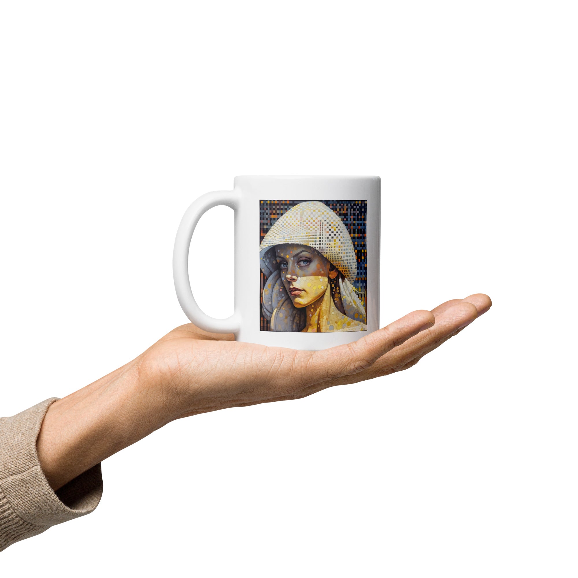 Retro Charm Beyond Style White Glossy Mug on a kitchen counter.