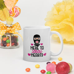 Here To Steal Hearts White Glossy Mug