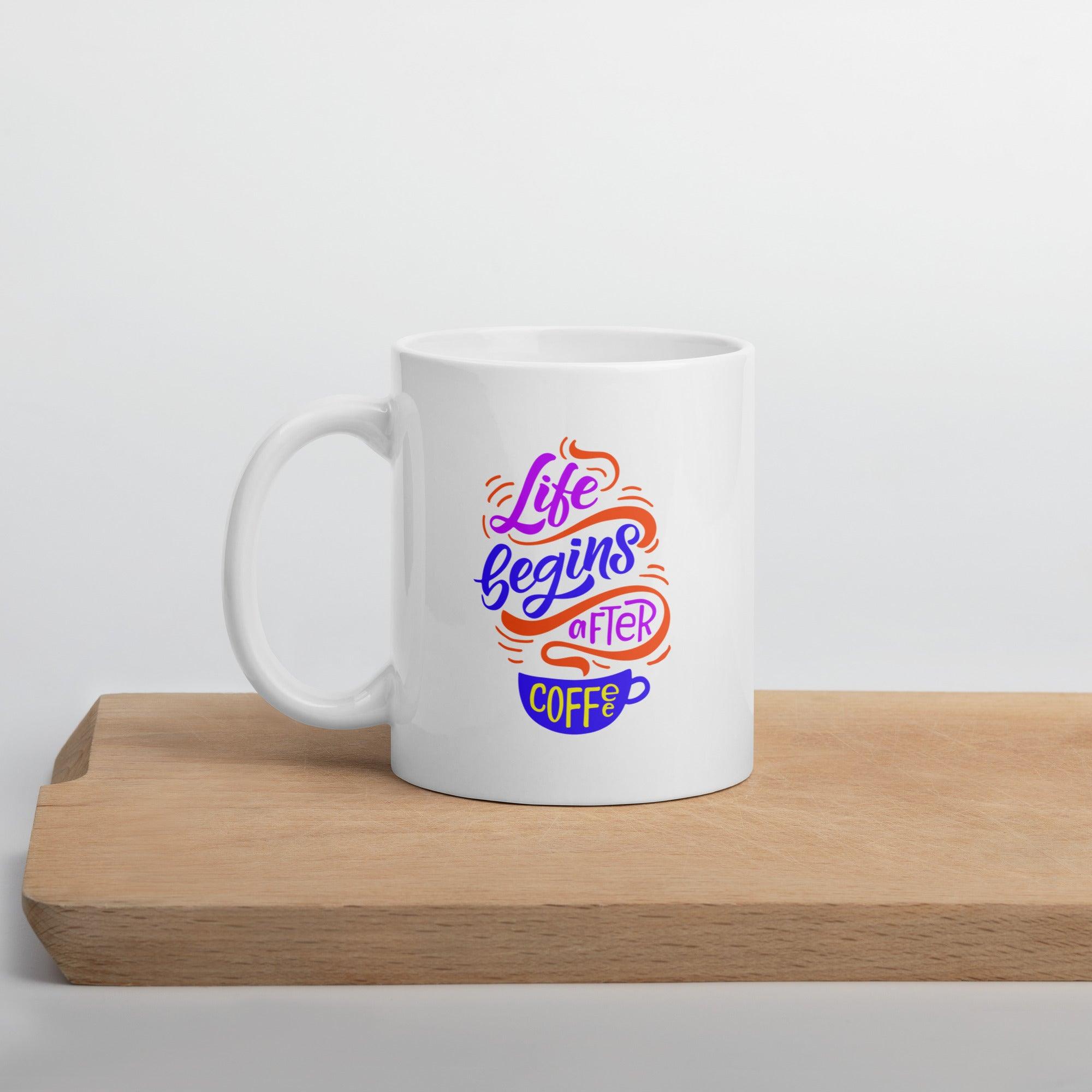 Typography Artistry White Glossy Mug - Beyond T-shirts