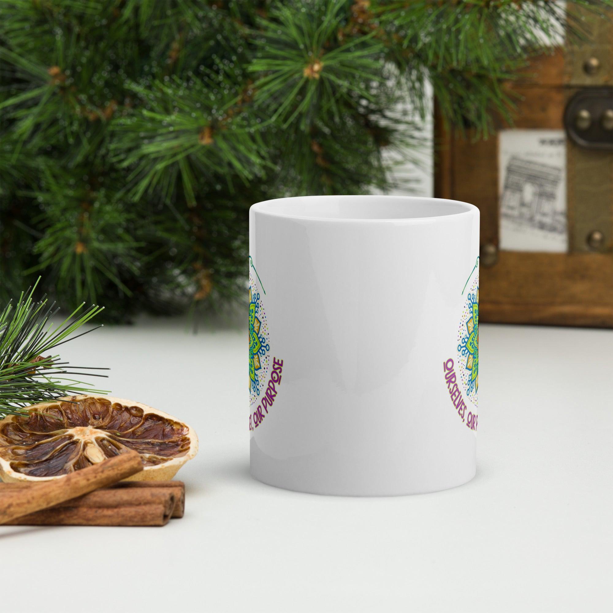 Floral Serenade Mandala White Glossy Mug - Beyond T-shirts