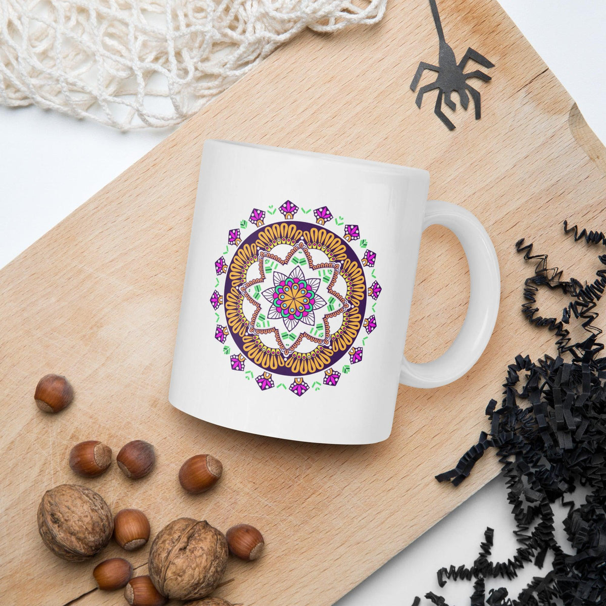 Mandala Whimsy On White Mug - Beyond T-shirts