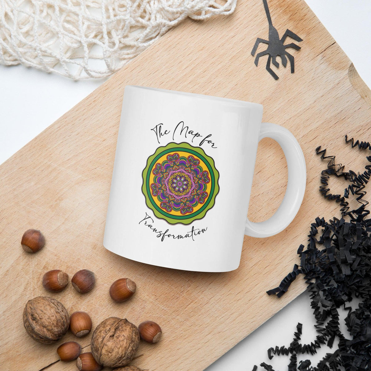 Sacred Geometry Serenity Mandala White Glossy Mug - Beyond T-shirts