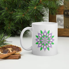 Glossy White Mandala Tranquility Mug - Beyond T-shirts