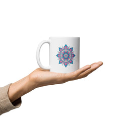 White Glossy Mandala Dreams Mug - Beyond T-shirts