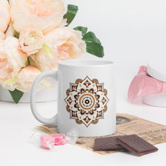 Mandala Radiance On White Mug - Beyond T-shirts