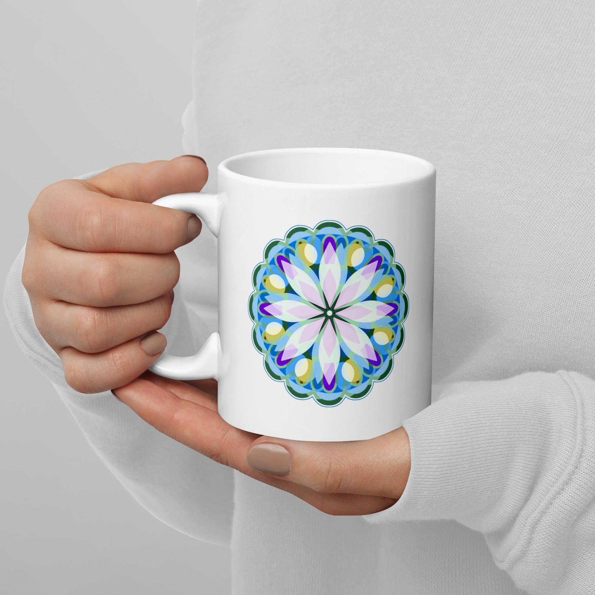 Elegant Mandala Illumination White Mug - Beyond T-shirts