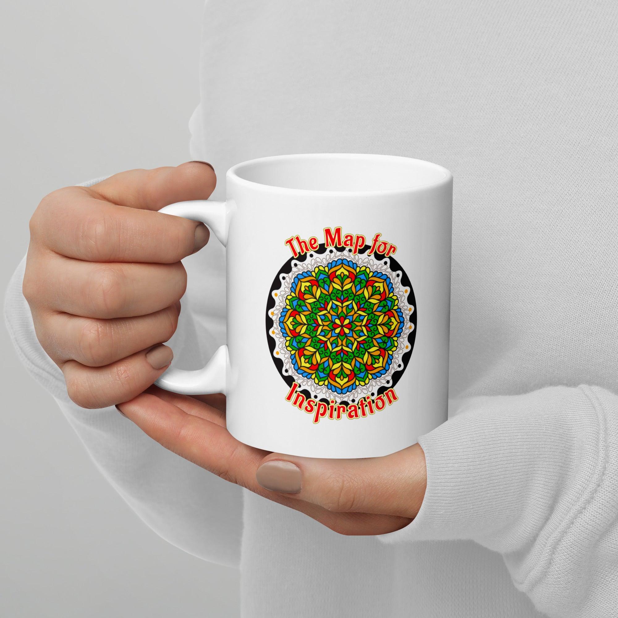 Zen Garden Zenith Mandala White Glossy Mug - Beyond T-shirts