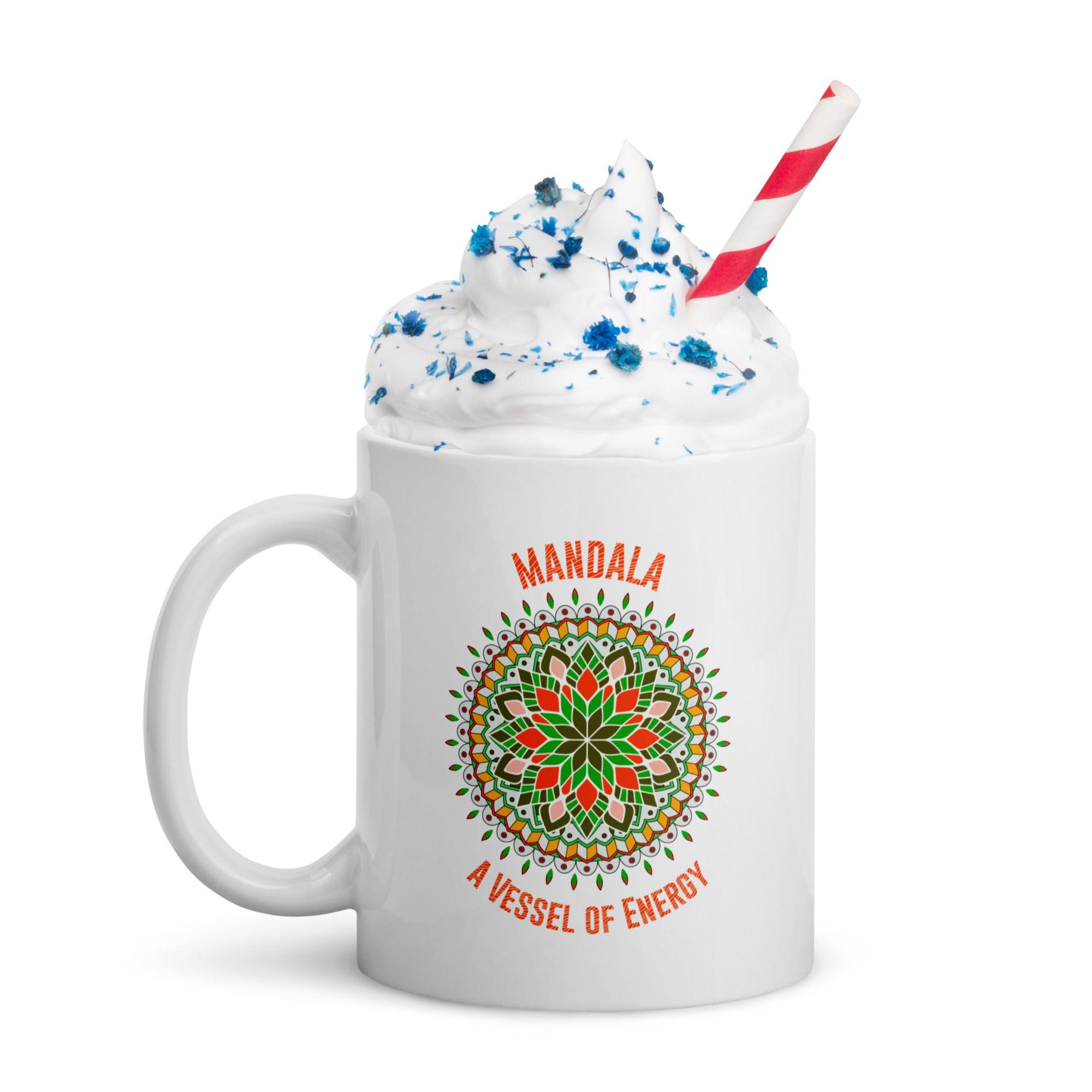 Celestial Sip Mandala White Glossy Mug - Beyond T-shirts