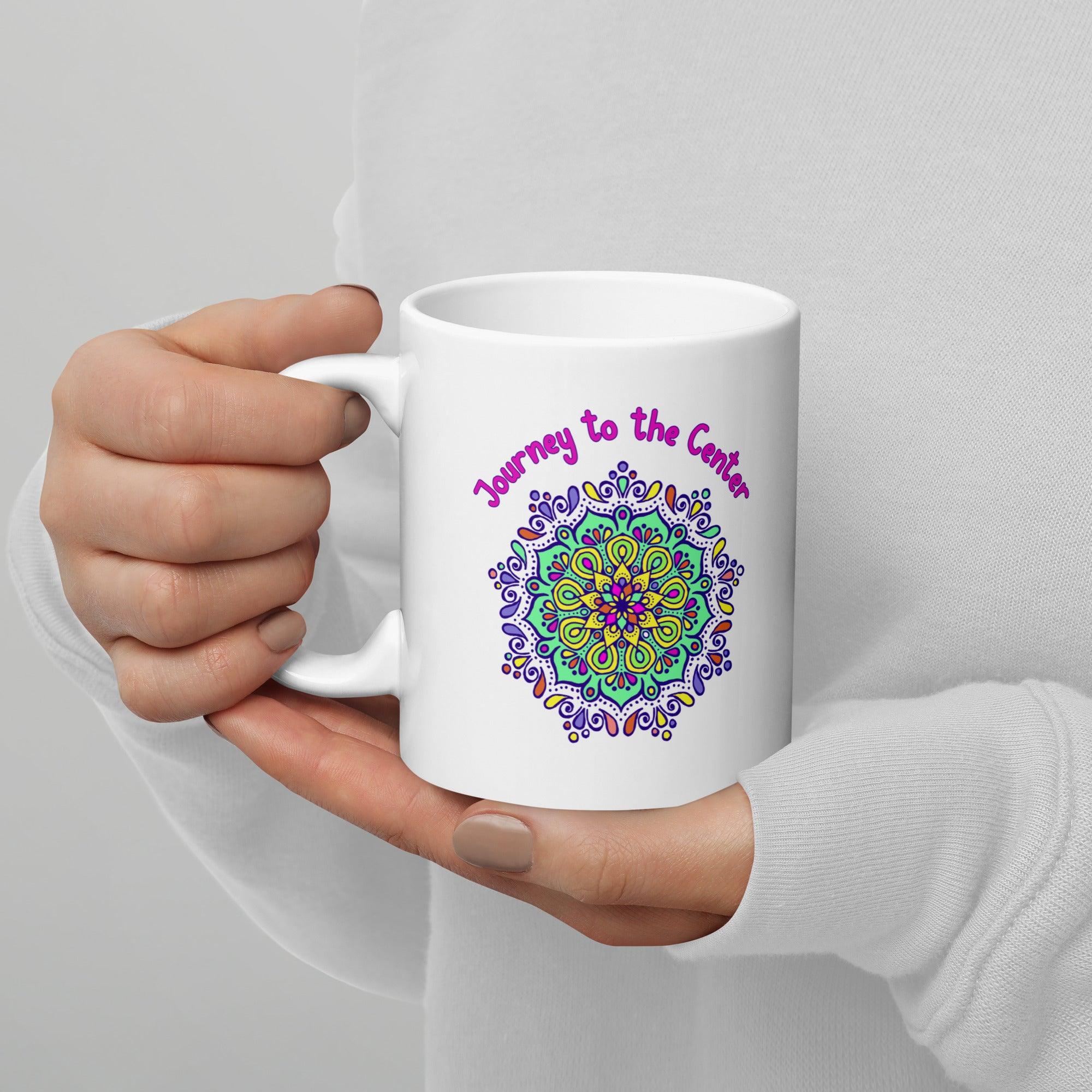 Cosmic Wonder Mandala White Glossy Mug - Beyond T-shirts