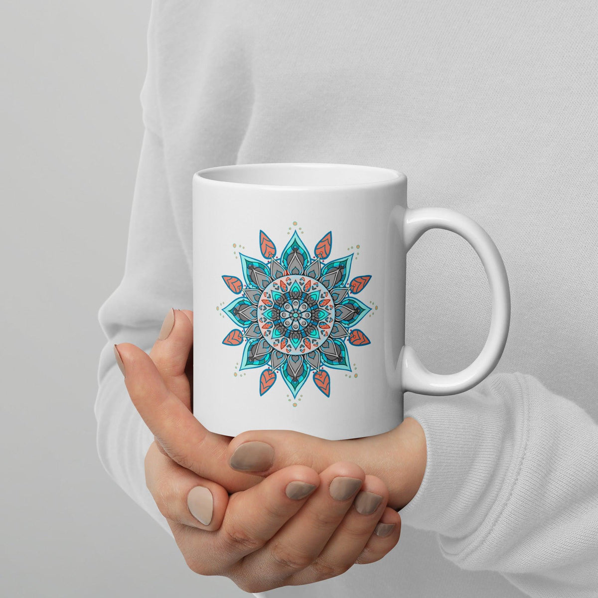 Intricate Mandala Charms White Mug - Beyond T-shirts