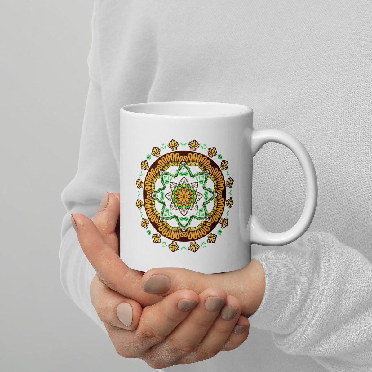 White Glossy Mandala Magic Mug - Beyond T-shirts