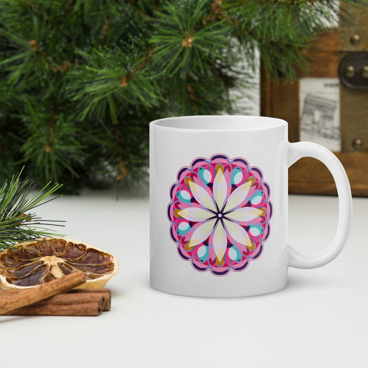 Golden Mandala Reflections White Mug - Beyond T-shirts