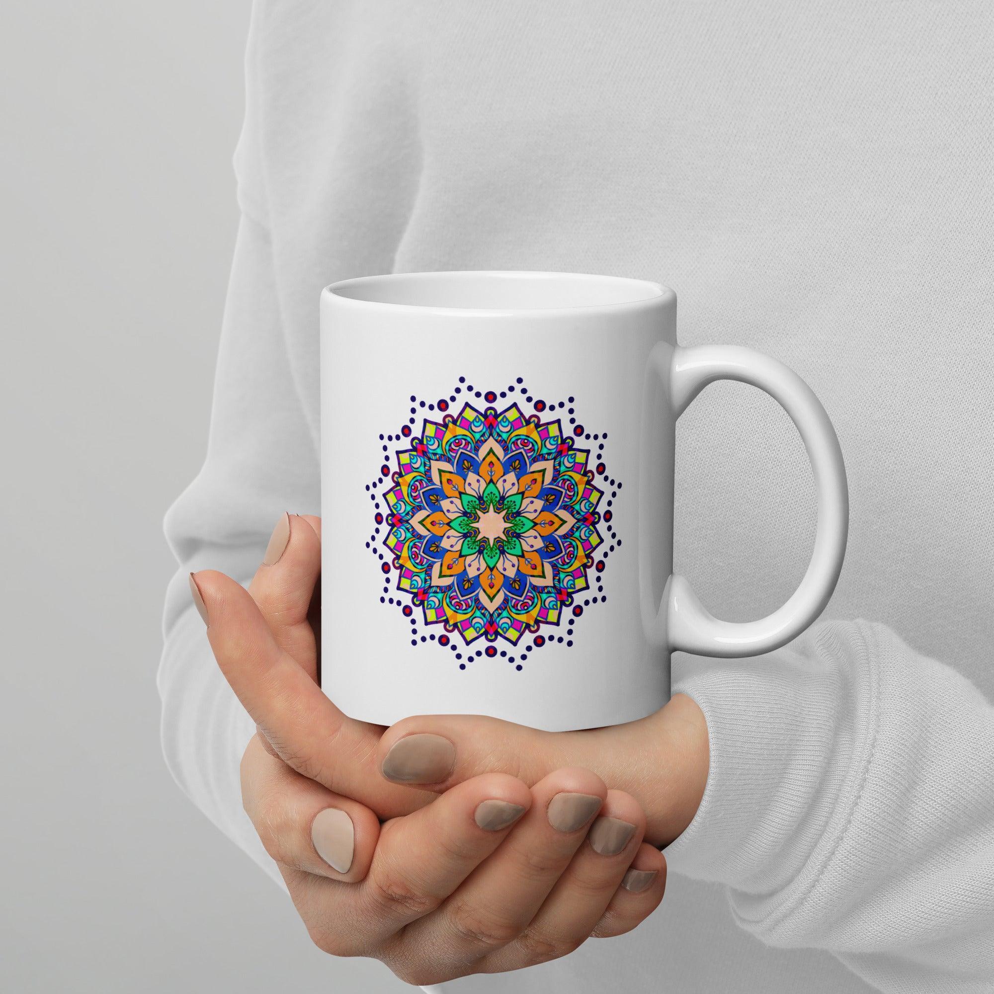 Mandala Tranquility on White Glossy Mug - Beyond T-shirts