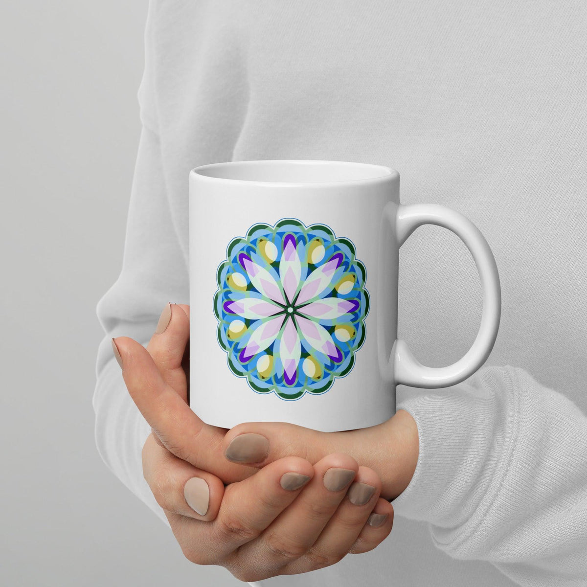 Elegant Mandala Illumination White Mug - Beyond T-shirts