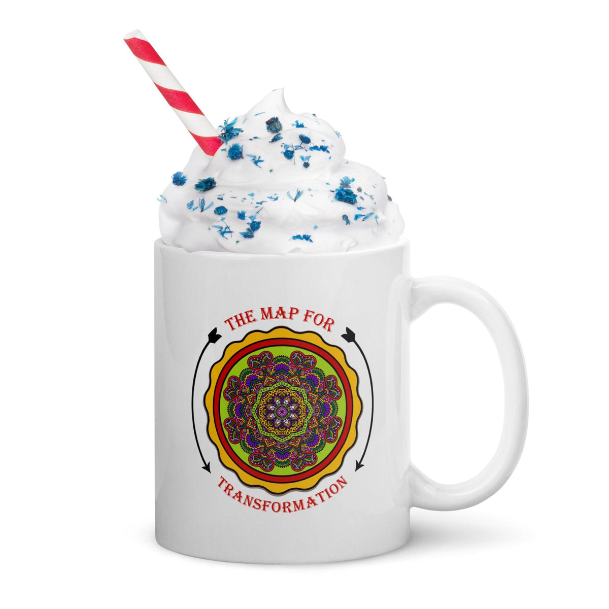 Lotus Harmony Mandala White Glossy Mug - Beyond T-shirts