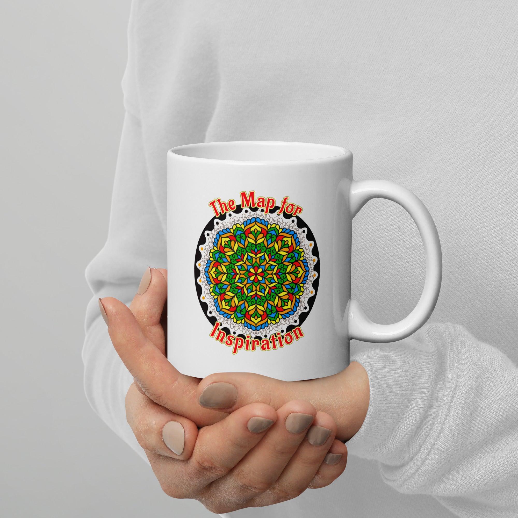 Zen Garden Zenith Mandala White Glossy Mug - Beyond T-shirts