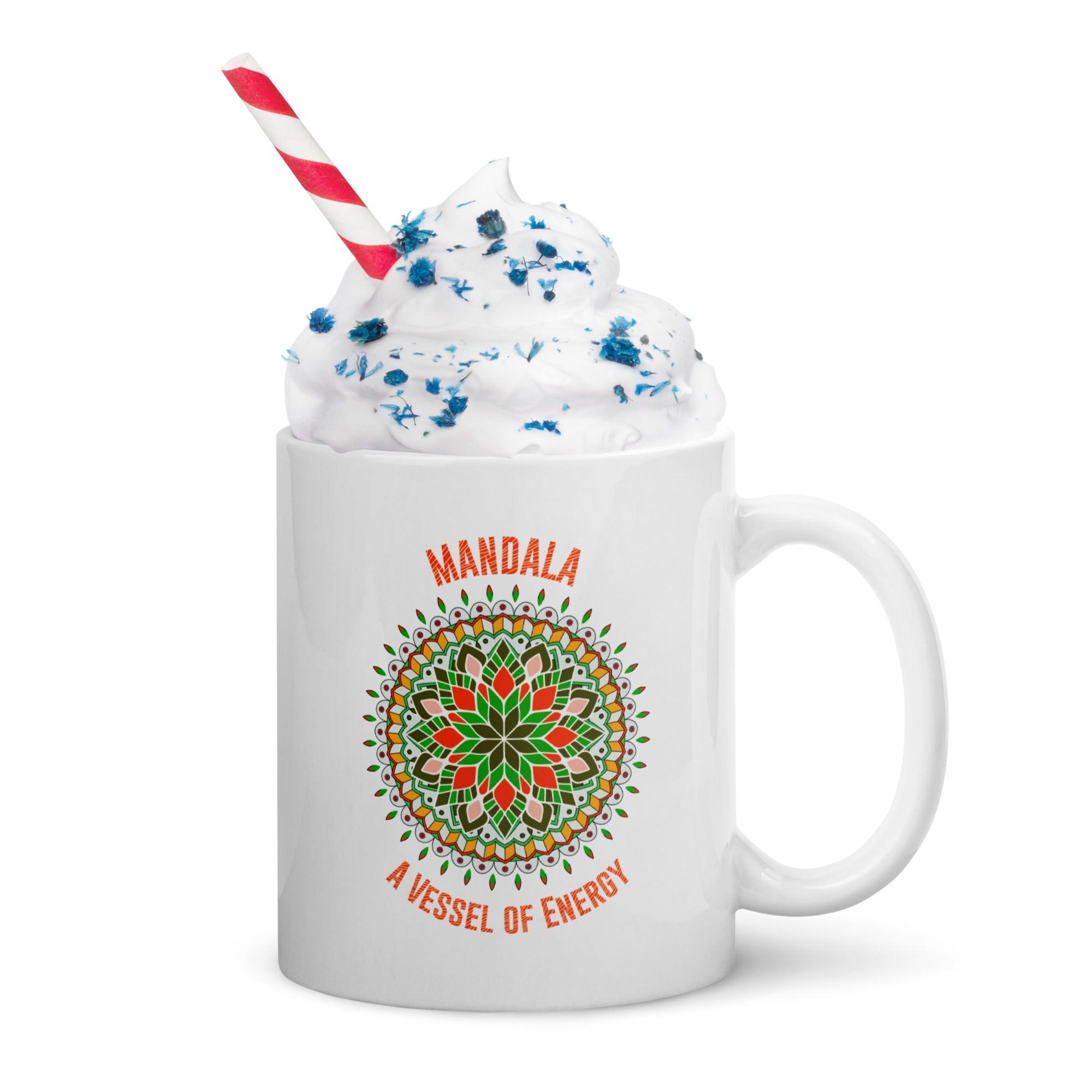 Celestial Sip Mandala White Glossy Mug - Beyond T-shirts