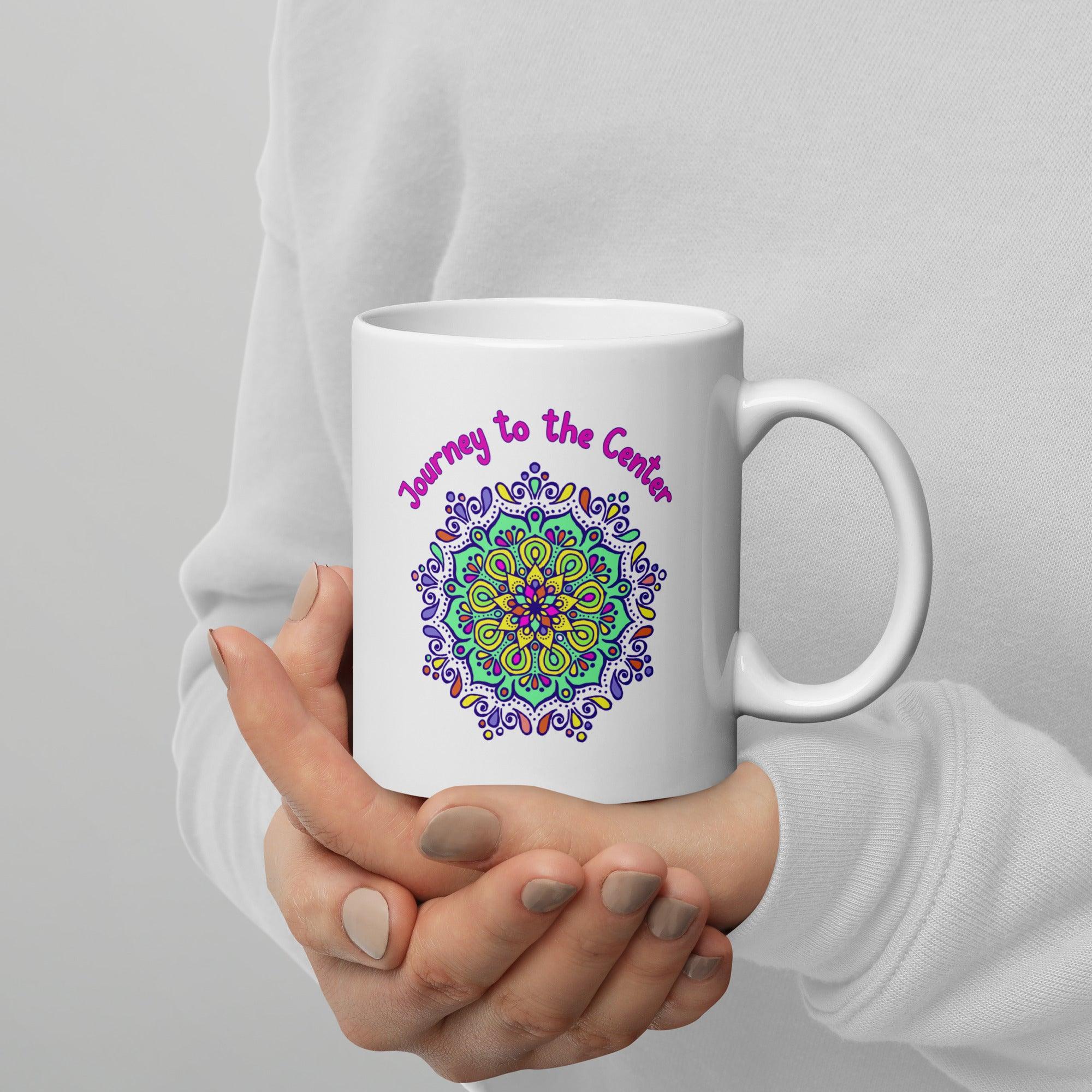 Cosmic Wonder Mandala White Glossy Mug - Beyond T-shirts