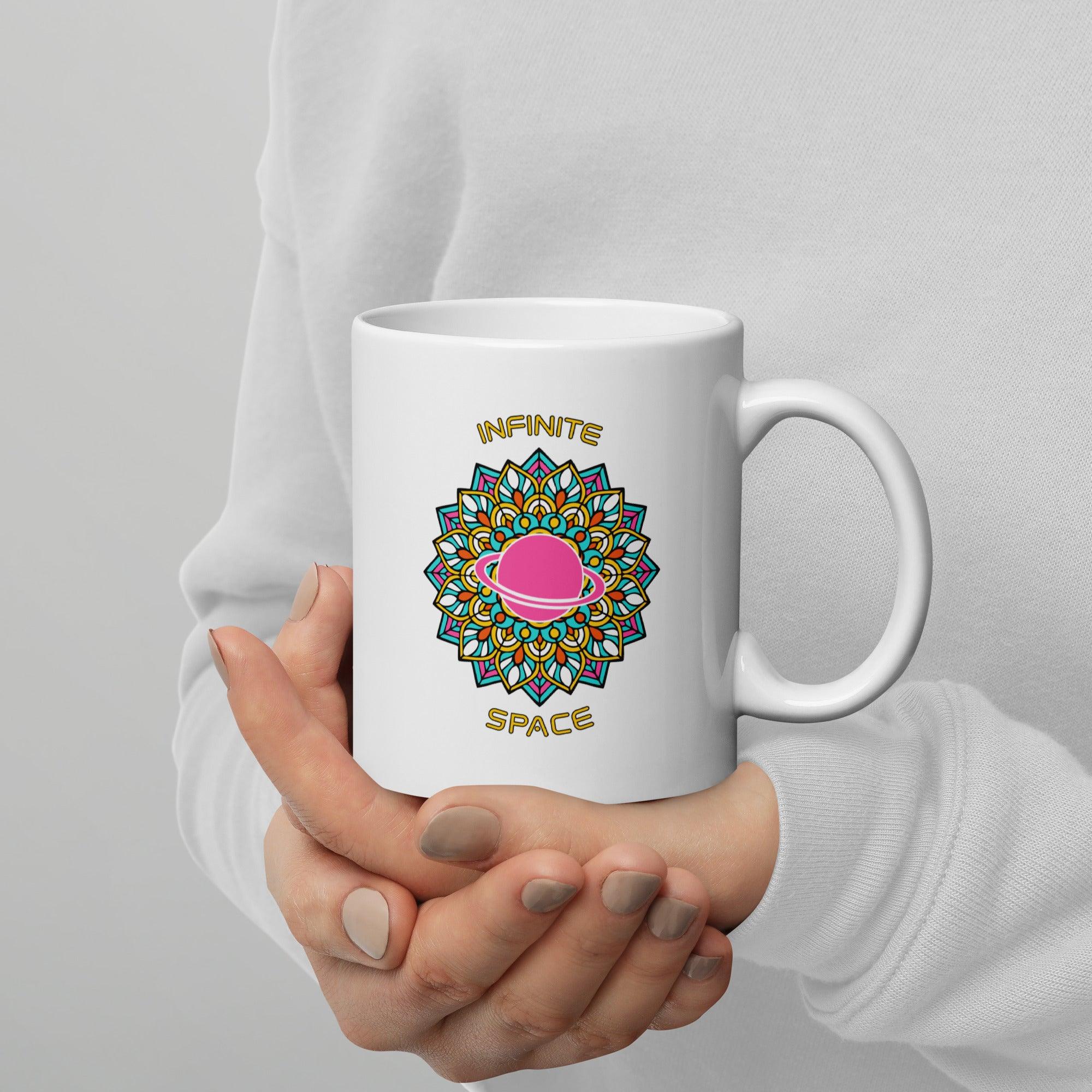 Peacock Elegance - Mandala White Glossy Mug - Beyond T-shirts