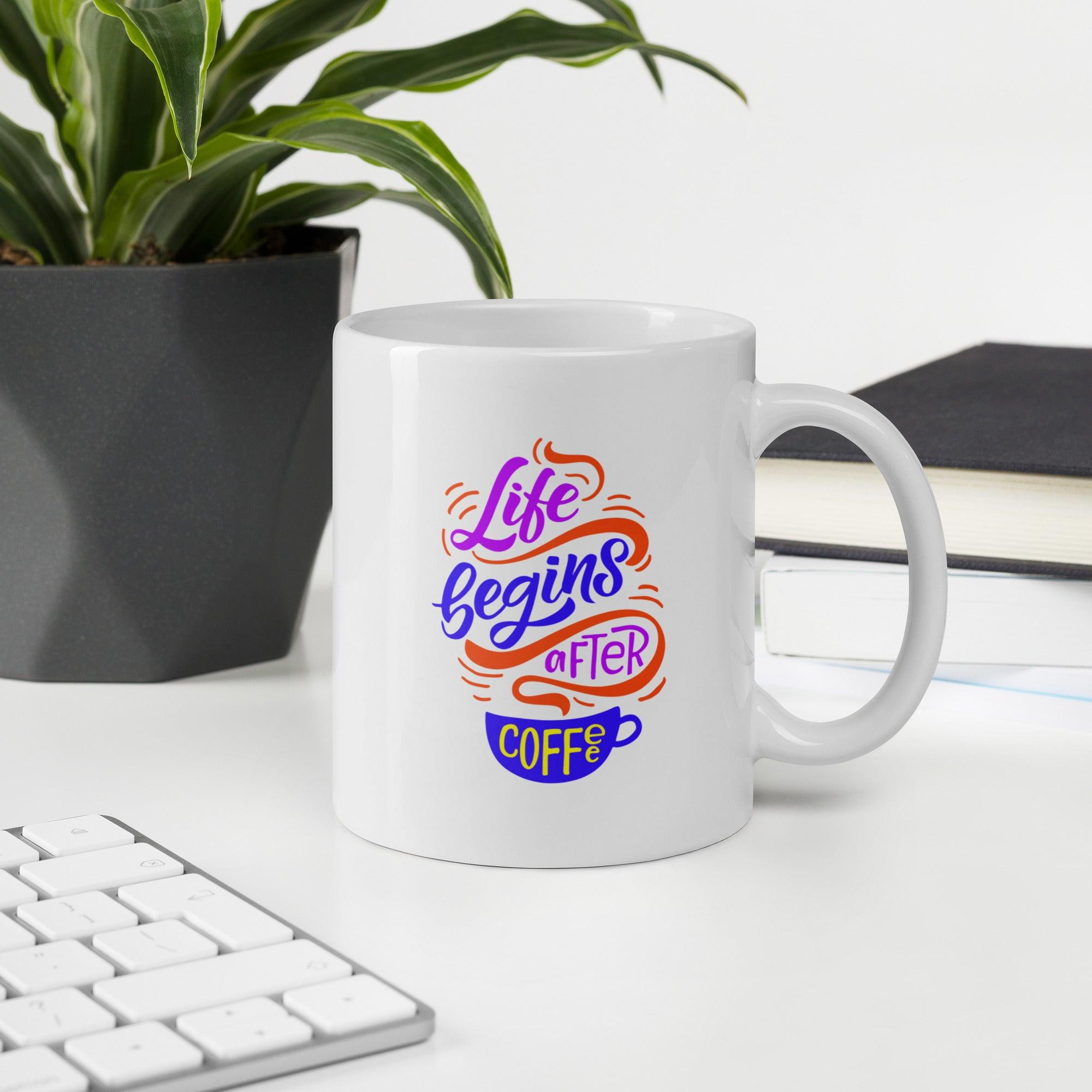 Typography Artistry White Glossy Mug - Beyond T-shirts