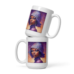 Boho Bliss Beyond Style White Glossy Mug with colorful bohemian design.