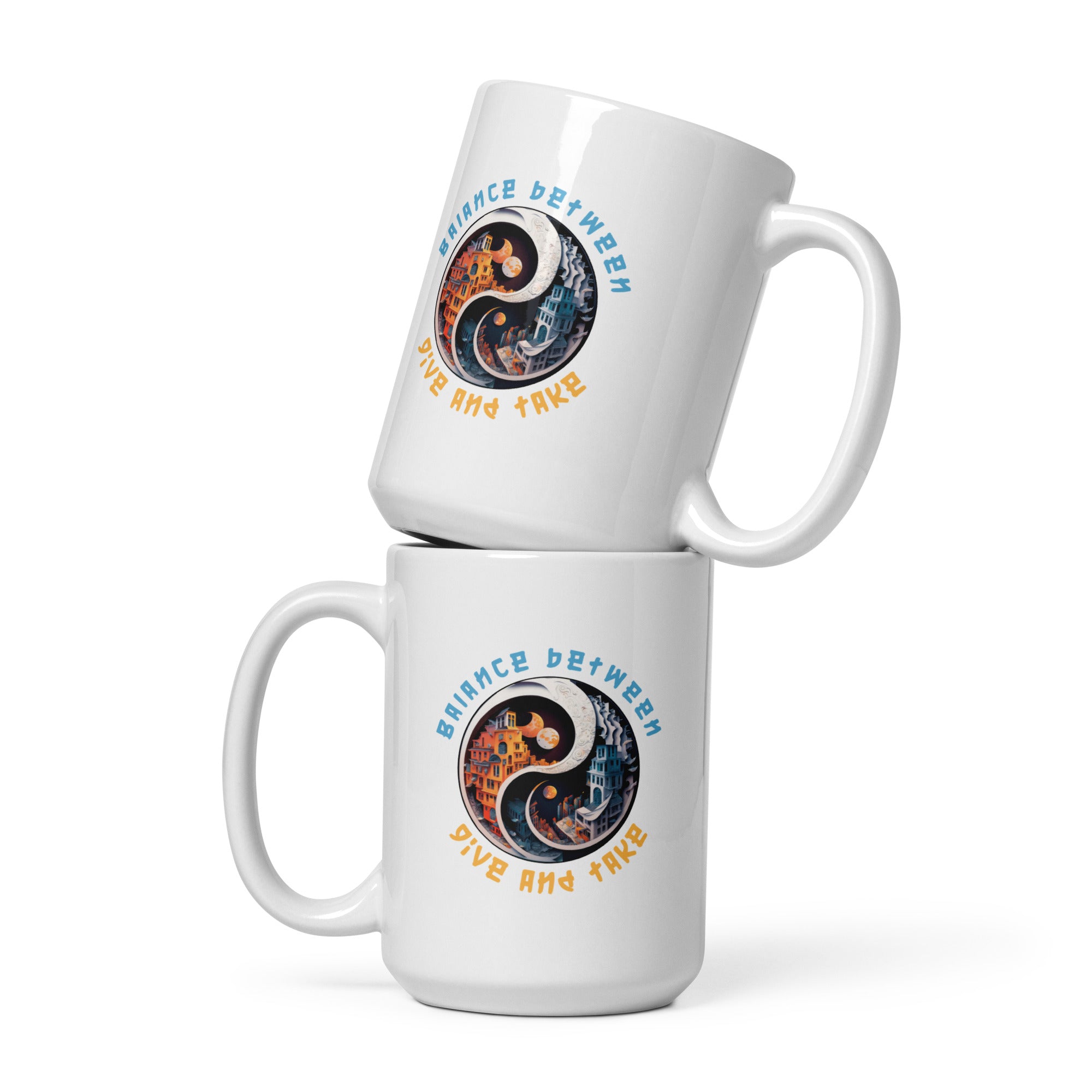 Elemental Frost and Flame artwork on a white mug.