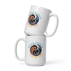 Elemental Frost and Flame artwork on a white mug.