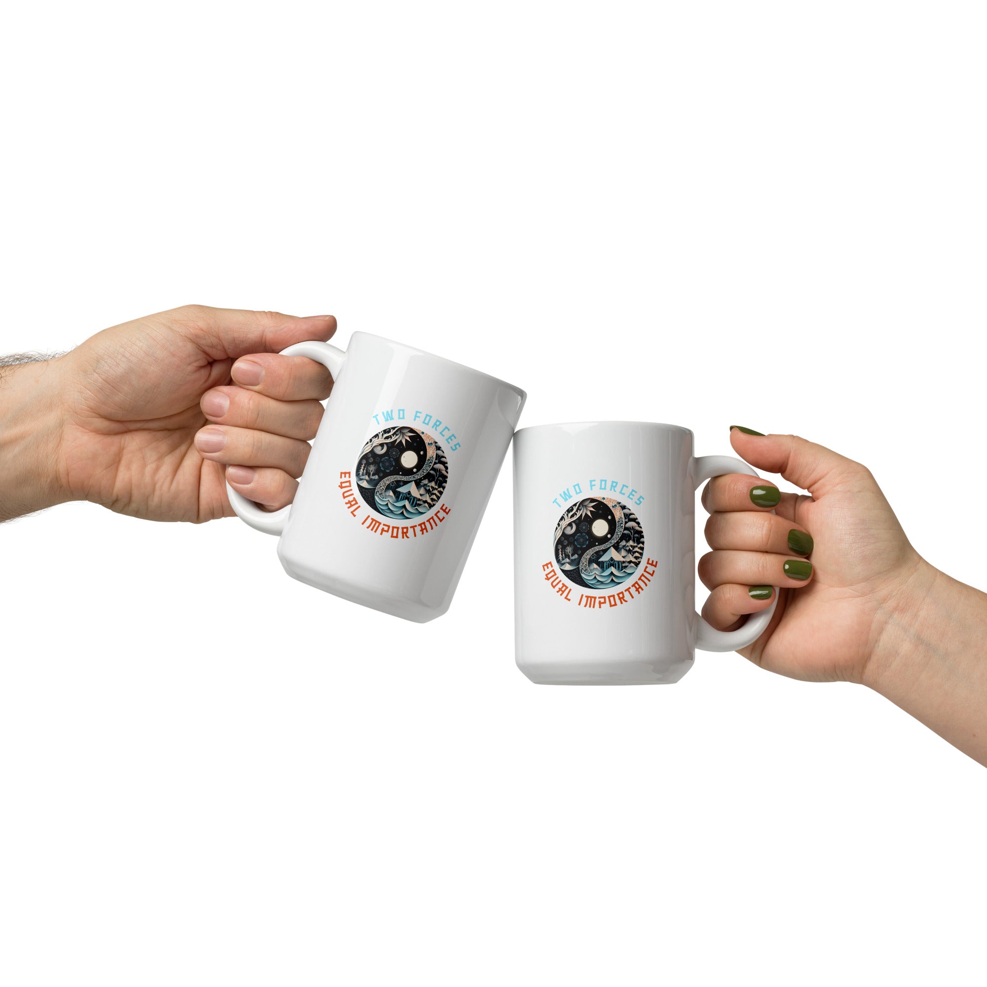 Dual Elements Yin Yang Mug showcasing balanced design.

