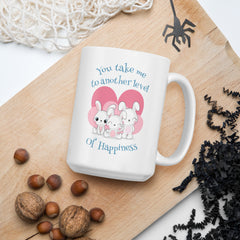 Level Of Happines White glossy mug