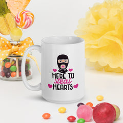 Here To Steal Hearts White Glossy Mug