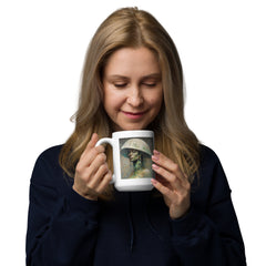 Boho Harmony Beyond Style White Glossy Mug on a stylish kitchen counter.