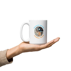 Elegant white coffee mug featuring tranquil sunset artwork.