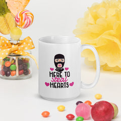 Here To Steal Hearts White Glossy Mug