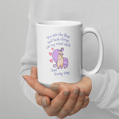 First And Last Thing White glossy mug