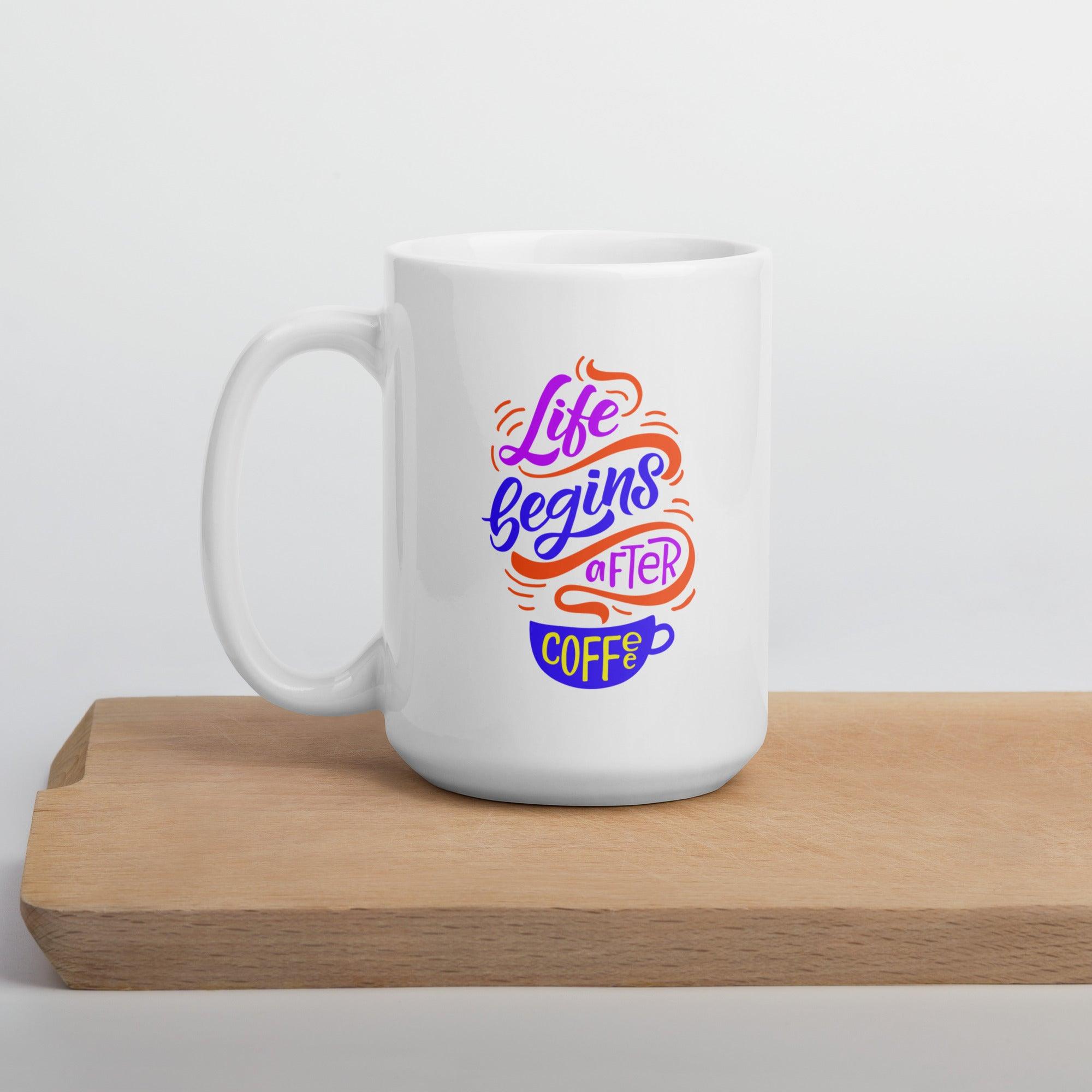 Typography Artistry White Glossy Mug - Beyond T-shirts