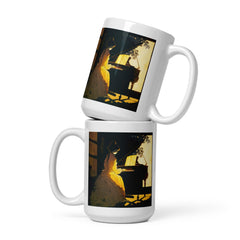 Elegant NS-811 white glossy mug filled with hot coffee.