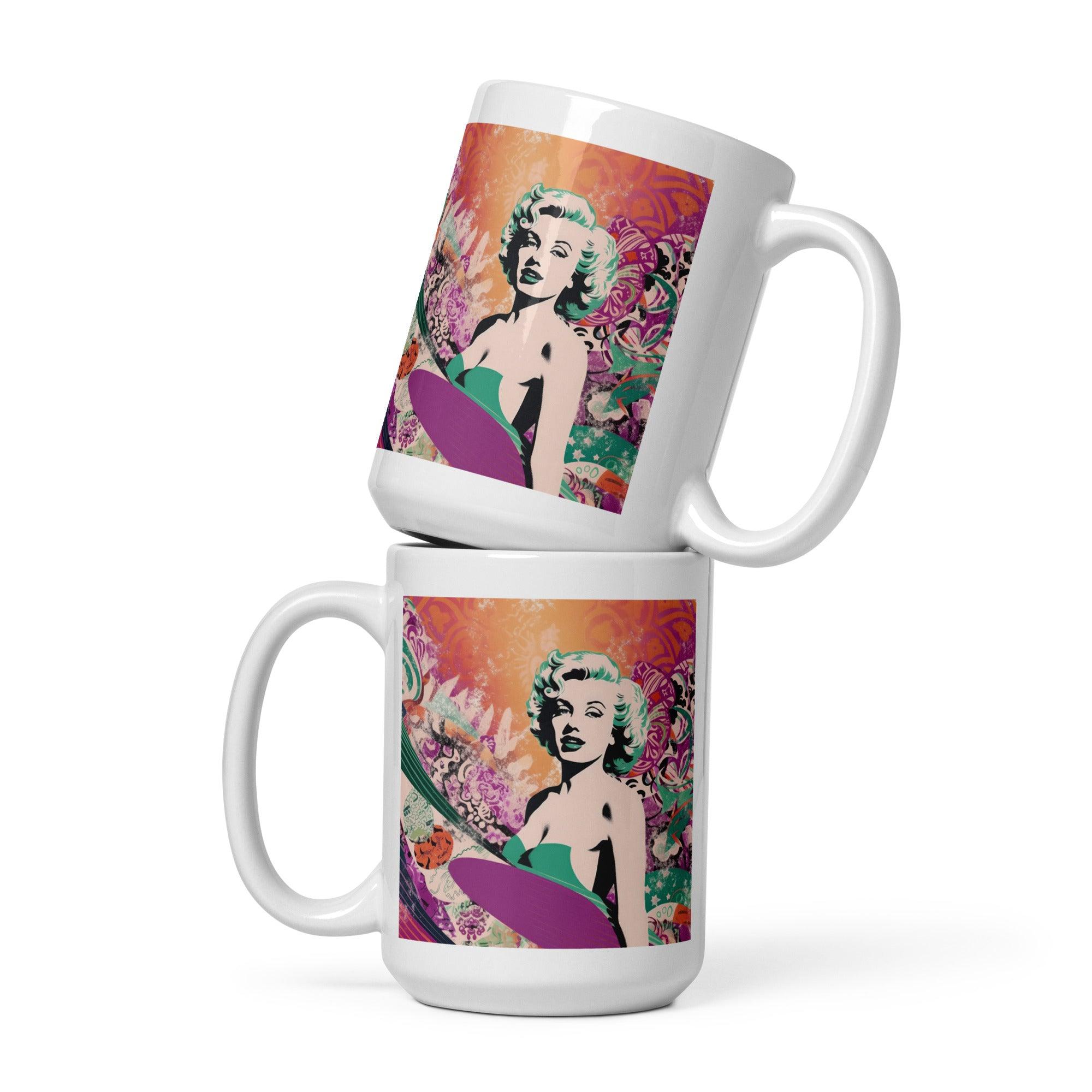 Vibrant Surfing 5 02 White Glossy Mug with dynamic surf and wave design for an energetic start to the day.