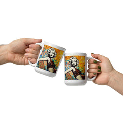 Elegant Surfing 5 06 White Glossy Mug with playful surfboard illustrations for a lively start to the day.