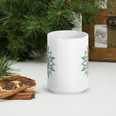 Glossy White Mandala Tranquility Mug - Beyond T-shirts