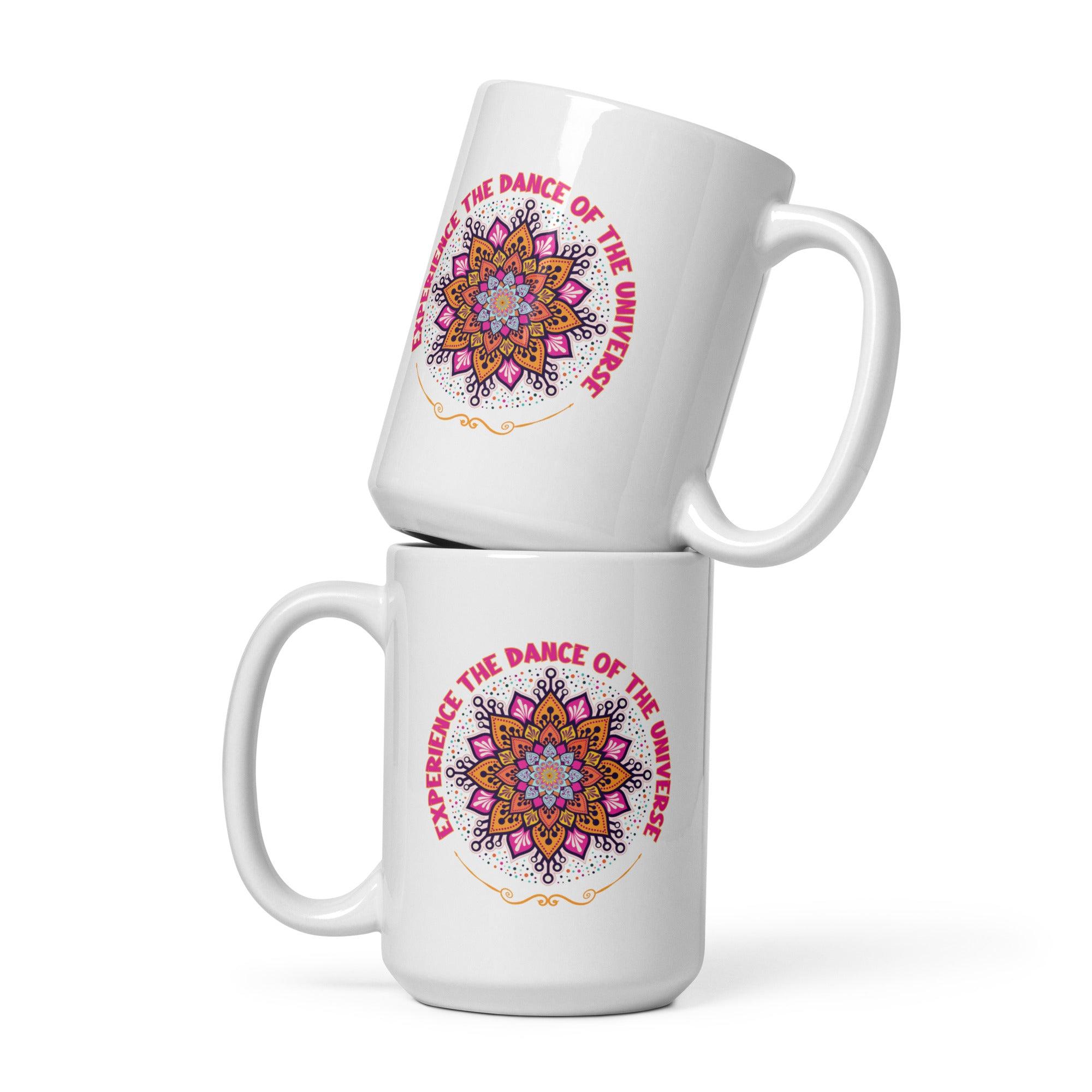 Astral Sip Mandala White Glossy - Beyond T-shirts