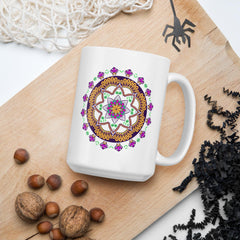 Mandala Whimsy On White Mug - Beyond T-shirts