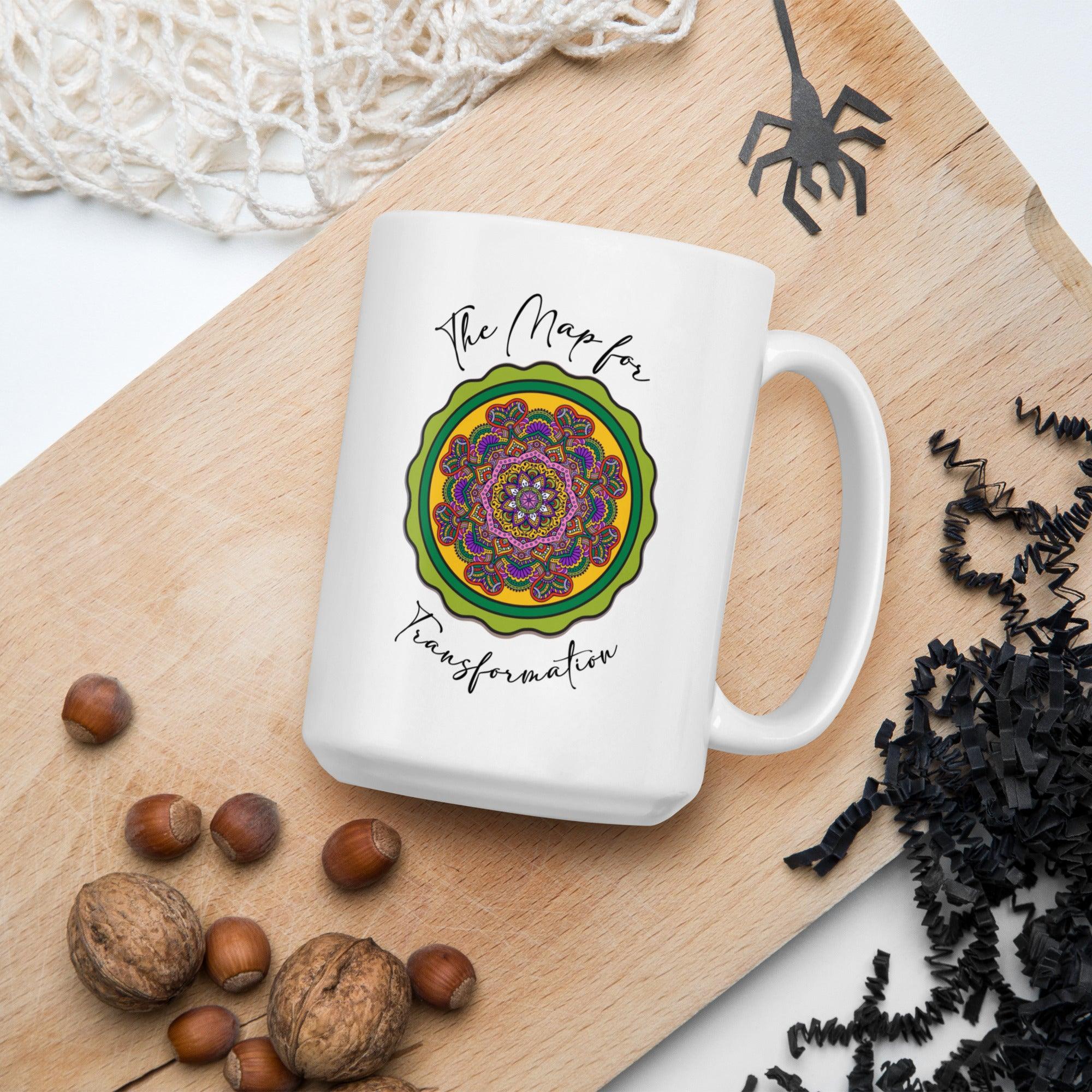 Sacred Geometry Serenity Mandala White Glossy Mug - Beyond T-shirts