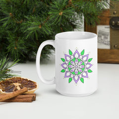 Glossy White Mandala Tranquility Mug - Beyond T-shirts