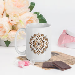 Mandala Radiance On White Mug - Beyond T-shirts