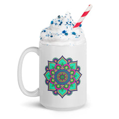 Mandala Blossom On White Mug - Beyond T-shirts