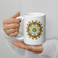 White Glossy Mandala Magic Mug - Beyond T-shirts