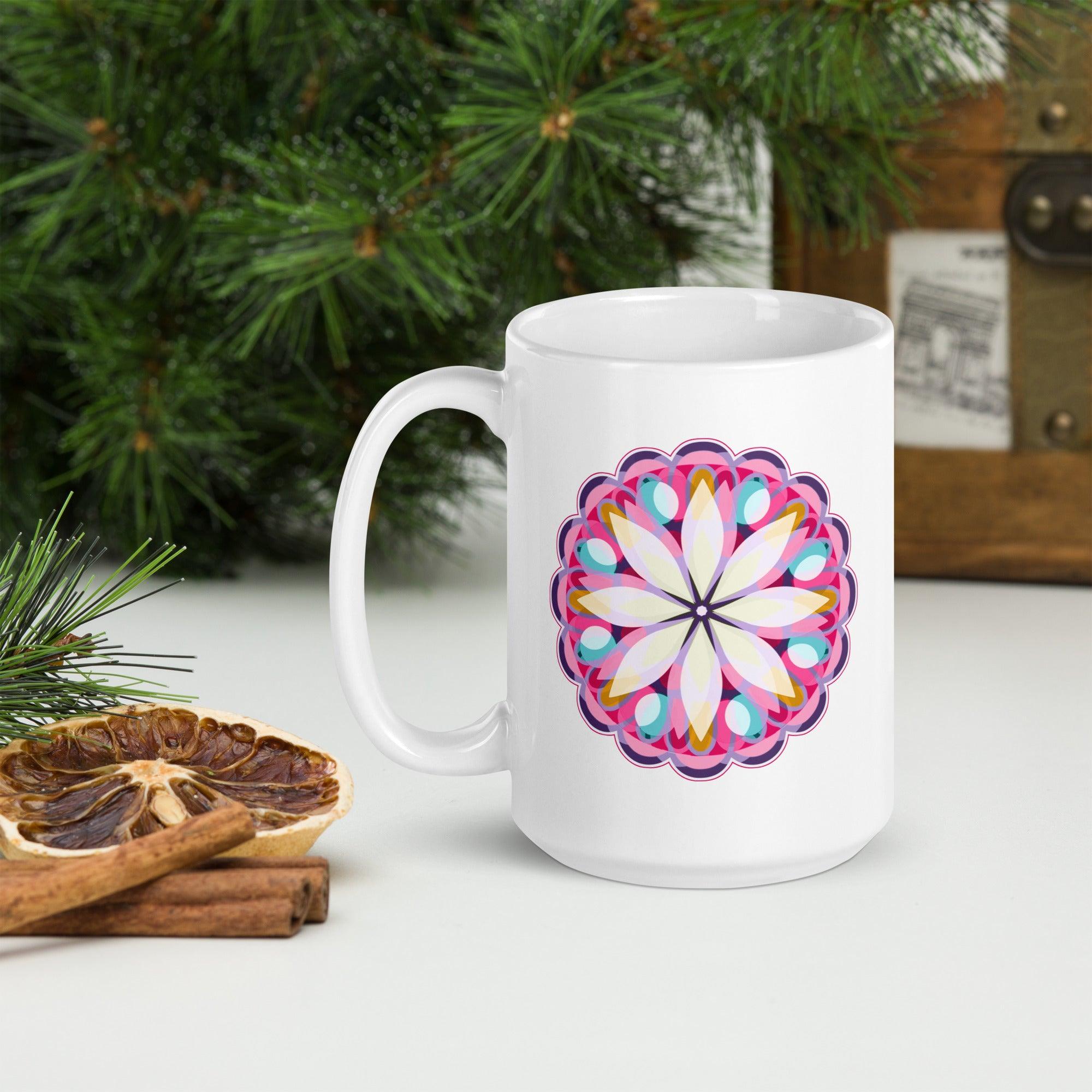 Golden Mandala Reflections White Mug - Beyond T-shirts