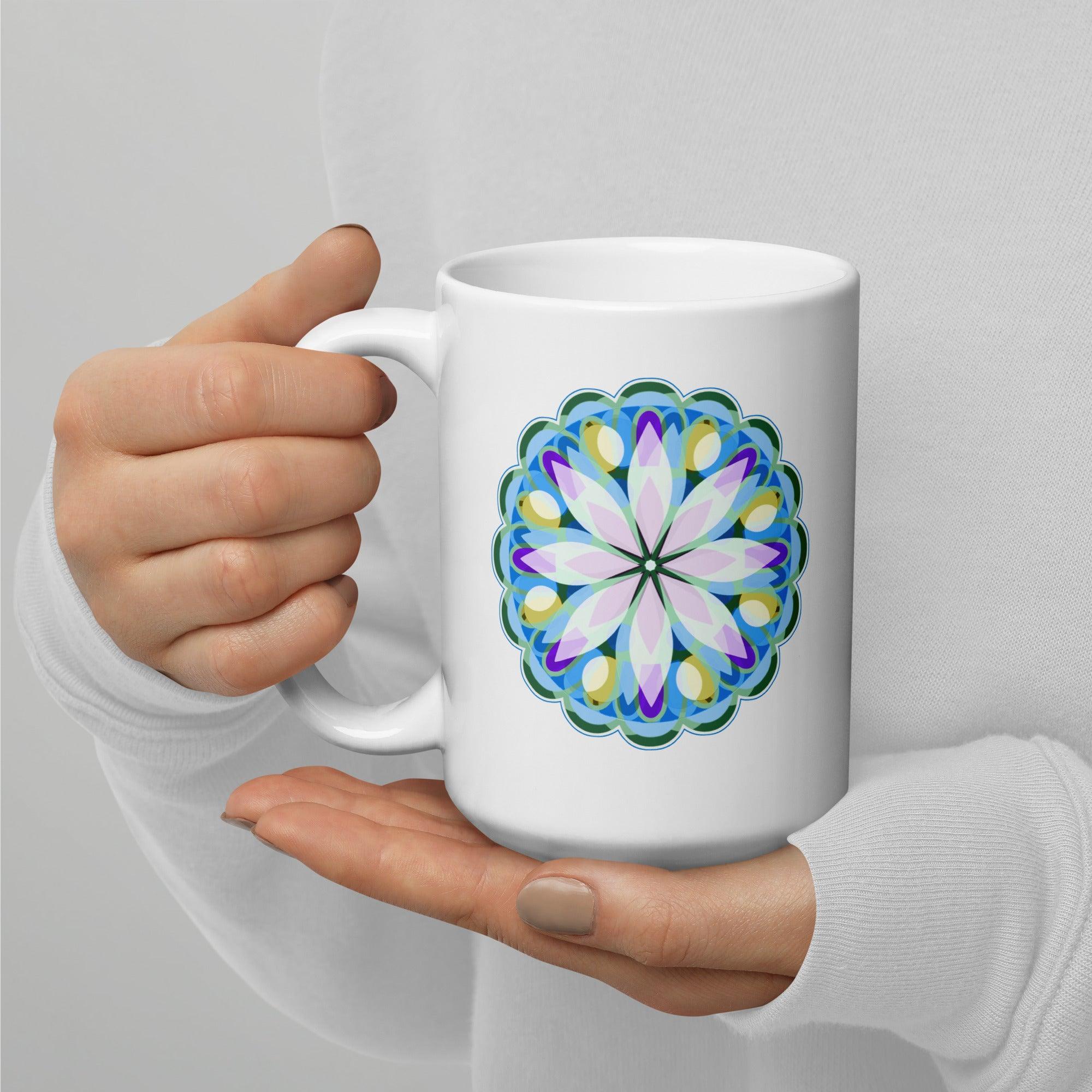 Elegant Mandala Illumination White Mug - Beyond T-shirts