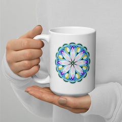 Elegant Mandala Illumination White Mug - Beyond T-shirts